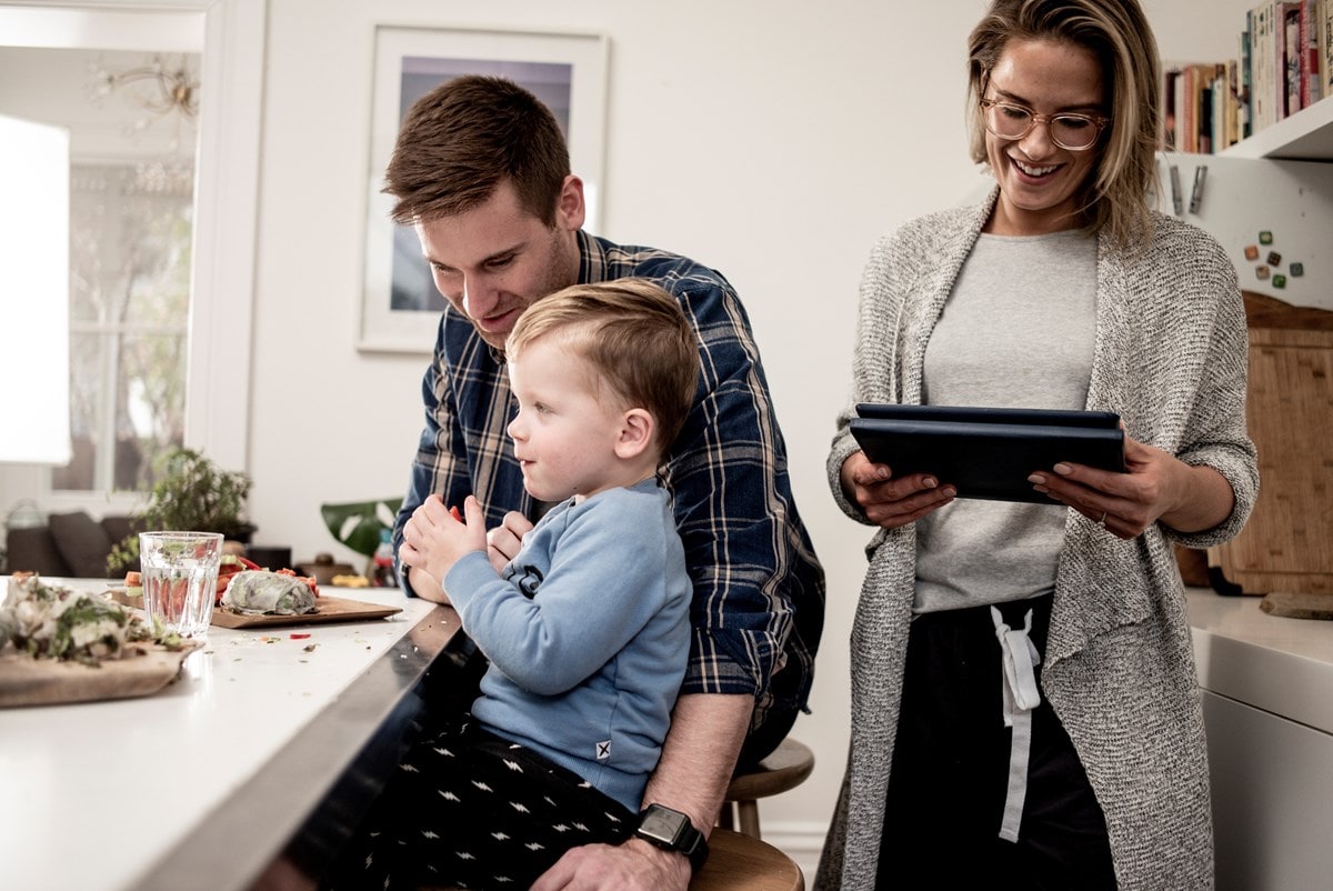 Family at kitchen table