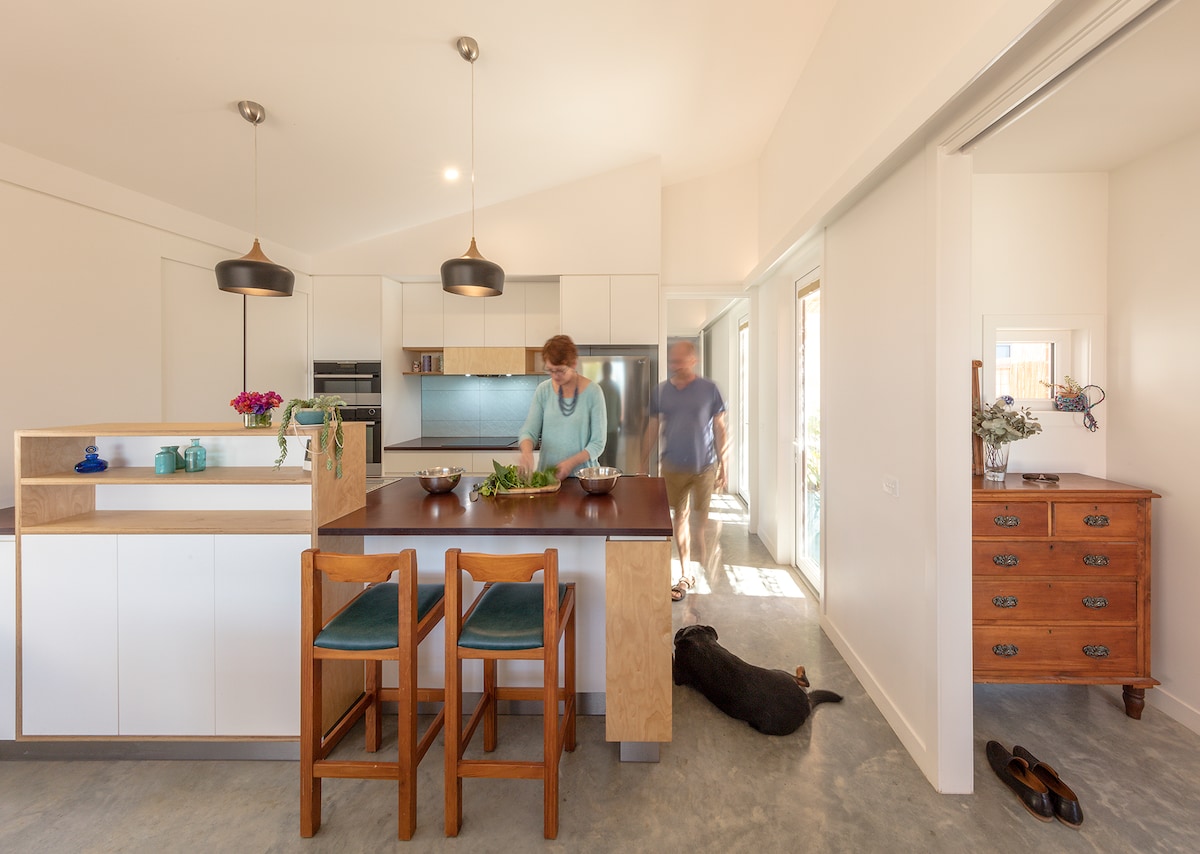 Couple in kitchen of 8.2 star home