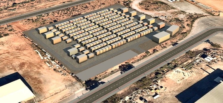 Render of a battery energy storage system. 