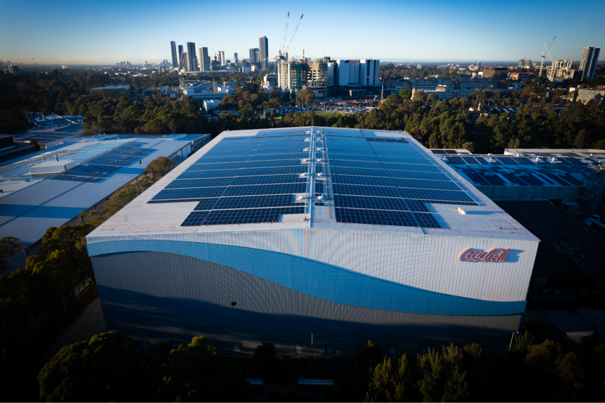 Aerial shot of the Coca Cola manufacturer building