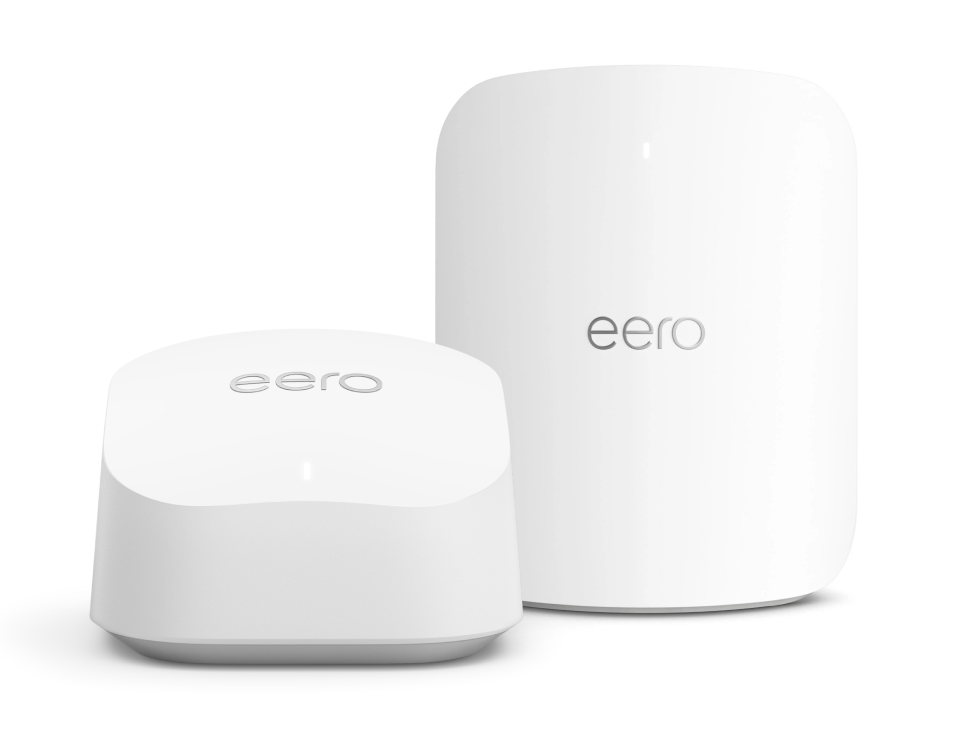 Promotional image of eero 6+ and eero Max 7 modems