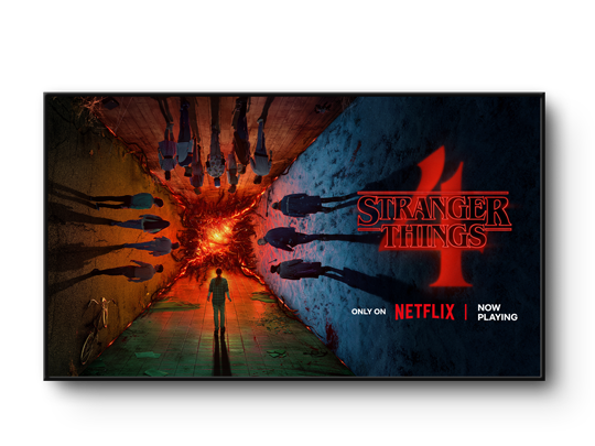 TV screen showing Netflix show Stranger Things